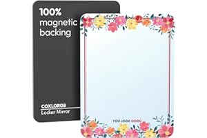 COXLORGB Spindspiegel magnetisch für Schule und Büro, starker magnetischer Spiegel für Spind, Magnetspiegel für Spind, stilvolles Schließfachzubehör, 1 Stück, 12,7 x 17,8 cm