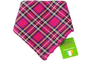 DIMPLES - SEW HAPPY Dimples Bandana pour Chien - Tartan Rose-Foulard pour Petits Chiens et Chats de Taille Moyenne et Grande - Bandana Chiot à la Main - Cadeau d'anniversaire pour propriétaire de Chien 50cm