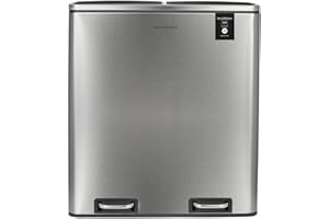 Les Collectors – Poubelle de tri à pédale N°904, Acier inoxydable, Double compartiment de 30L, Sac compatible 30L, Tri sélectif, Seaux amovibles, Résistante, Pratique, Fermeture silencieuse, Inox