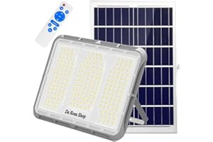 DE ROSA SHOP Faretto LED Solare da Esterno 600W, Faro con Sensore Crepuscolare e 150 LED Ultra Luminosi per Giardini, Cortili e Aree Esterne