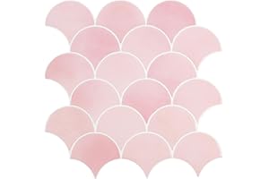 HOMEART Różowa, odklej i przyklej, płytka z motywem łusek, zdejmowana, przyjazna dla najemcy, samoprzylepna naklejka 3D, płytki ścienne do kuchni, łazienki (10 arkuszy)