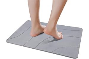 E-RFSEY Diatomite Stone Bath Mat, tappetino da bagno in pietra, antiscivolo, super assorbente, ad asciugatura rapida, naturale, facile da pulire (Grigio)