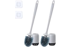 Toilet Brush, Funnydin 2 Pack Toilet Brushes & Holders, Toilet Brush Set for Easy Cleaning - Easy to Assemble, Drip-Proof, Toilet Cleaner Brush for Bathroom