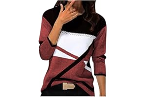 NUSGEAR 2021 Camisetade Manga Larga para Mujer Moda Casual Patchwork Sudadera Elegante Jerséis Camisa Otoño Invierno Cuello Redondo Primavera Blusa Tops Tumblr Suéter Mujer Navidad Abrigo Deportiva