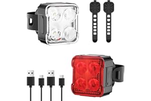 SANARIO Bike Lights Front and Back, Rechargeable Bicycle Lights Front and Rear, 8+9 Modes Super Bright Bicycle Lights, IP65 Waterproof Bike Light Set for Cycling Hiking Camping Fishing