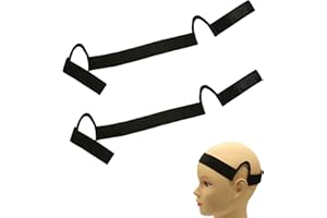HINGTAI 2Pcs Black Double-Sided Velvet C-Shaped Ear Painless Wig Bands, Soft Painless Wig Band with Ear Cut Outs Tools, Comfortable Earless Melting Band Supplies