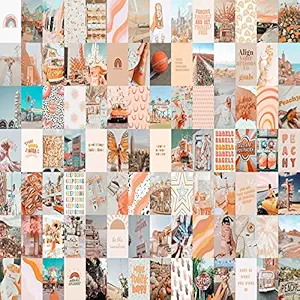 KARTMEN - Peel-N-Stick Photo Wall Collage Kit || 100 PCS Rose Gold/Blush Pink Aesthetic Posters for Teen Girl Room D?cor || Room Decor 100 Photo Collection||Small Posters for Room Decoration