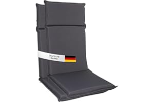 ‎ALBATROS INTERNATIONAL Albatros Gartenstuhl Sitzauflage 2er Set Gartenstuhlauflagen Sitzpolster Sitzkissen Outdoor Anthrazit 106x45cm, Hochlehner Auflage UV Beständig wasserabweisend geeignet für Klappstühle
