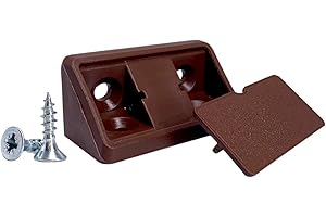 DIFORMA Paquete de 20 soportes de estante marrón de 44 x 20 x 20 mm, juntas de esquina para muebles de plástico de 90 grados, ángulo recto, tornillos incluidos (20, marrón)