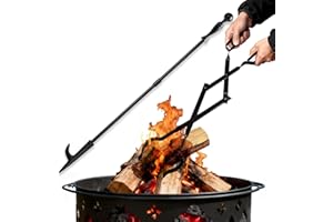 AMAGABELI GARDEN & HOME Amagabeli Ensemble de 2 pièces d'Accessoires de Cheminée - Pince à Cheminée 66 cm et Crochet 81 cm pour Feu de Camp, Poêle à Bois | Kit d'Outils avec Pince à Feu pour Foyer