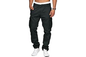 YAOHUOLE Mens Cargo Trousers Multi Pockets Combat Work Pants Cotton Outdoor Military Trousers with 6 Pockets