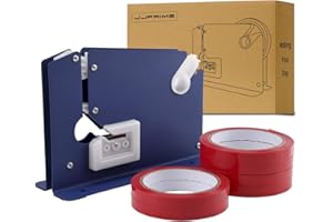 JJ PRIME Sellador de Bolsas con Cinta PVC; Adecuado para embalar: frutas, verduras, carne, ancho de cinta hasta 12 mm + ¡6 rollos gratis (Azul)