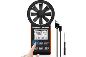 GOYERRNES Anémomètre Numérique portatif GR-6000GH CFM Meter Gauge Débitmètre d'air portable Mesure de la vitesse de l'air Volume d'air Température pour les bouches d'aération HVAC, la navigation de plaisance