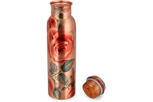 ZAP IMPEX Butelka na wodę z czystą miedzią z nadrukiem dla ajurwedyjskich korzyści zdrowotnych wolna od szczelności (miedź, 900 ml)