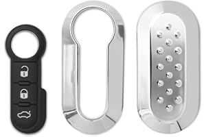 GIANTO Carcasa para Llave Plateada + Teclas Compatible con Fiat Lancia, Funda de Espejo Plateada con Botones de Mando a Distancia de Silicona para 500 Punto, Bravo, Panda, Ypsilon Y Delta Musa (Mango
