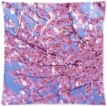 Japan Cherry blossoms pink flowers tree Zippered Pillow Cases Cover Cushion Case 18x18 Inch