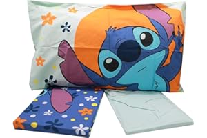LOVETESSILE Lenzuola Letto Singolo, Completo letto Disney Lilo & Stitch: Ohana - Per letto singolo