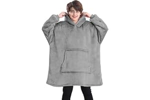 Gentlewarm Blanket Hoodie for Kids, Oversized Blanket Hoodie for Girls Boys, Wearable Blanket Hoodie Sweatshirt, Super Soft Sherpa Fleece Dressing Gown Throw Hooded Rob with Pocket