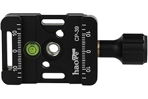 Haoge CP-39 Screw Knob Quick Release Clamp Adapter with Hand Strap Hole Bosses Boss Slot fit RRS Sunwayfoto Kirk Benro Arca Swiss Tripod or Monopod Head on Canon Nikon Sony Pentax Fujifilm Camera DSLR