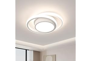Dorlink LED Ceiling Light, 32W 2880LM Modern Ceiling Light Dual-Round, 4500K White Aluminum Close to Ceiling Light Fixture for Bedroom, Kitchen, Living Room