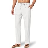 COOFANDY Pantalones de algod&oacute;n Lino Hombre Verano Cintura el&aacute;stica cord&oacute;n Ajustable Casuales Ligeros