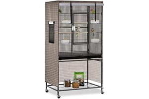 PETSTIBLE Abdeckung für Vogelkäfig, groß, wasserdicht, lichtdicht, atmungsaktiv, 97 x 60 x 130 cm, Khaki