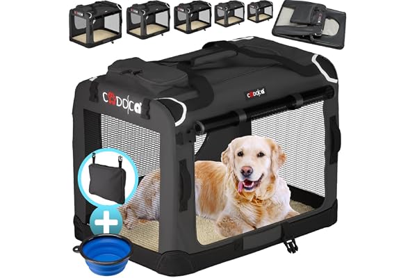 CADOCA® Cage de Transport L Anthracite pour Animaux Chien Chat Rongeur Respirant Pliable Sac de Transport Matelas Douillet
