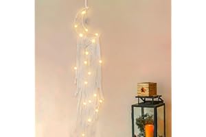 NIUMOWANG Acchiappasogni Bohémien con Luci, Arazzo da Parete in Macramè, Decorazione per Casa Soggiorno Camera da Letto Ufficio