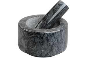 MOON HOME Mörser - Meteor grey, aus dunklem Marmor/Stein, Hochwertiger Steinmörser für Gewürze & Kräuter – Rutschfest & robust – Naturstein Küchenhelfer, Maße: Ø 13 x 8 cm