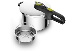 Tefal Secure 5 Neo - Olla a presión de 6L + Cestillo, Ahorro energético hasta 50%, cocción a presión, 2 programas, sistema seguridad 5 puntos, apto todas cocinas, apto lavavajillas