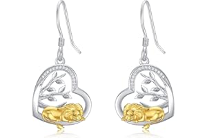 LONAGO Animal Earrings for Women 925 Sterling Silver Cute Dog Koala Cow Tiger Lion Drop Earrings for Gifts