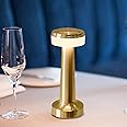 OCEST Small Cordless Table Lamps, Rechargeable Battery Operated Desk Lamp, Touch Control Dimmable 3 Colors Beside Night Light for Restaurant Bar Outdoor Dining Table Nightstand Bedroom Garden
