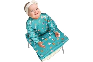 Vicloon Śliniaczek Rękawowy, śliniaczek dla niemowląt 2 w 1 z długim rękawem mocowany do wysokiego krzesełka, wodoodporny śliniaczek, odpinany, Fartuch do gry/malowania i jedzenia