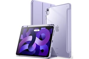 JETech Etui dla iPad Air 11 Cala M3/M2 (2025/2024), iPad Air 5/4 (10,9 Cala, 2022/2020, 5/4) z Pencil Uchwyt, Wyczyść Przezroczysty Tył Obudowa Slim Podstawkę Obudowa Tabletu Case (Liliowy)