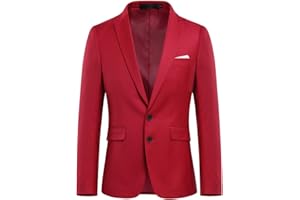 Allthemen Chaqueta de hombre de dos botones con abertura trasera de color liso para traje de negocios