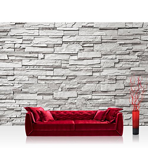 Vlies Fototapete 400x280 cm PREMIUM PLUS Wand Foto Tapete Wand Bild Vliestapete - NOBLE GREY STONE WALL - Asian STONE WALL Steinwand Steintapete Wand Wandverblender Asia Steine - no. 019