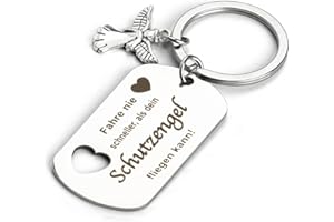 HIGHTOPUP Schlüsselanhänger auto schutzengel führerschein bestanden geschenk fahr vorsichtig Schlüsselanhänger mit Gravur drive Safe engel glücksbringer auto motorrad geschenke für männer frauen beste freundin