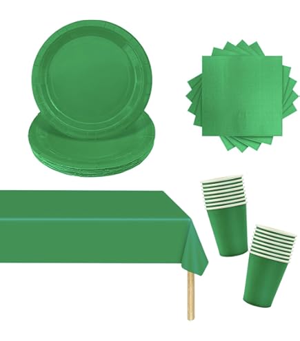 Décoration Anniversaire 50 Assiettes Carton Vert Sauge Happy Birthday - 17, 8cm - Jetables Biodégradables - Pour Fête Décoration Birthday