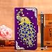 Produktbild Locaa(TM) For ZTE Nubia Z9 Max 5.5 inch 3D Bling Pfau Case + Griffel + Anti Dust plug Deluxe Luxus Perlen Diamant niedlich Schöne Retro Card Holder Wallet Protection Hülle - [Pfau Serie] Lila Holster - Dunkelblau Pfau