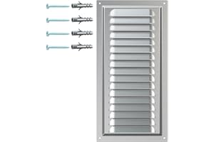 DEMLOU Kratka Wentylacyjna ze Stali Ocynkowanej – Osłona Nawiewu z Siatką Ochronną – Odporna na Korozję do Ścian i Sufitów – Prostokątna 150 x 300 mm – Do Użytku Wewnętrznego i Zewnętrznego.