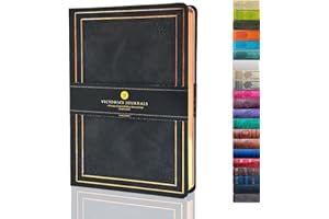 VICTORIA'S JOURNALS Leatherette Vintage Journal Hard Cover Lined Notebook Old Looking Travel Diary Black, 5.7'' x 8.1''