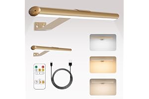 Shulltji 2PCS Wireless Picture Light with Remote, Dimmable and 3 Color Temp, 4000mAh Rechargeable Battery Lights, LED Dartboard Light, Wall Lights for Livroom, Bathroom, Bedroom (Gold)