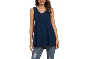 AUSELILY Camiseta sin Mangas con Cuello en V sin Mangas de Verano para Mujer Blusa sin Mangas