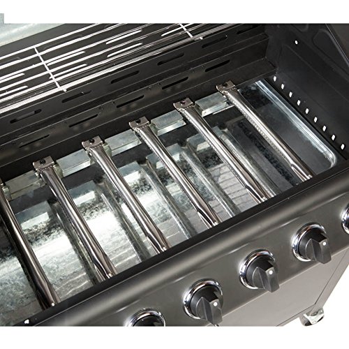 TAINO® Gasgrill BBQ Grillwagen 6 Edelstahl-Brenner 1 Seitenkocher Gas-Grill TÜV Farbe Silber / Anthrazit (6+1) - 2