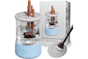 HONGECB Limpiador de brochas de maquillaje eléctrico 3 en 1 - limpia, seca y guarda, secador de brochas, Limpieza Rápida y Profunda para la mayoría de tamaños (Limpiador Original-2025/Azul)