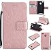 Produktbild Lonchee Xiaomi Redmi 3 Leder Wallet Tasche Brieftasche Schutzhülle , Sonnenblumen geprägten Muster Design Hochwertige PU Leder Folio Tasche Case Hülle im Bookstyle mit Standfunktion Kredit Kartenfächer (Rose Gold)