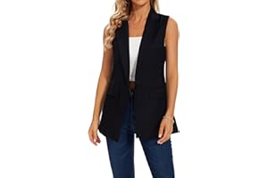 MINTLIMIT Gilet lungo da donna, senza maniche, da ufficio, completamente foderato, con un bottone