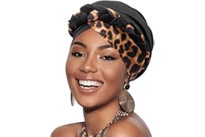 DRESHOW 1 Stück Afrikanischer Damen Turban Geflecht Kopfbedeckung Kopftücher Chemo Kappe Vorgebunden Beanie Mütze Kopfwickel Schlafmütze