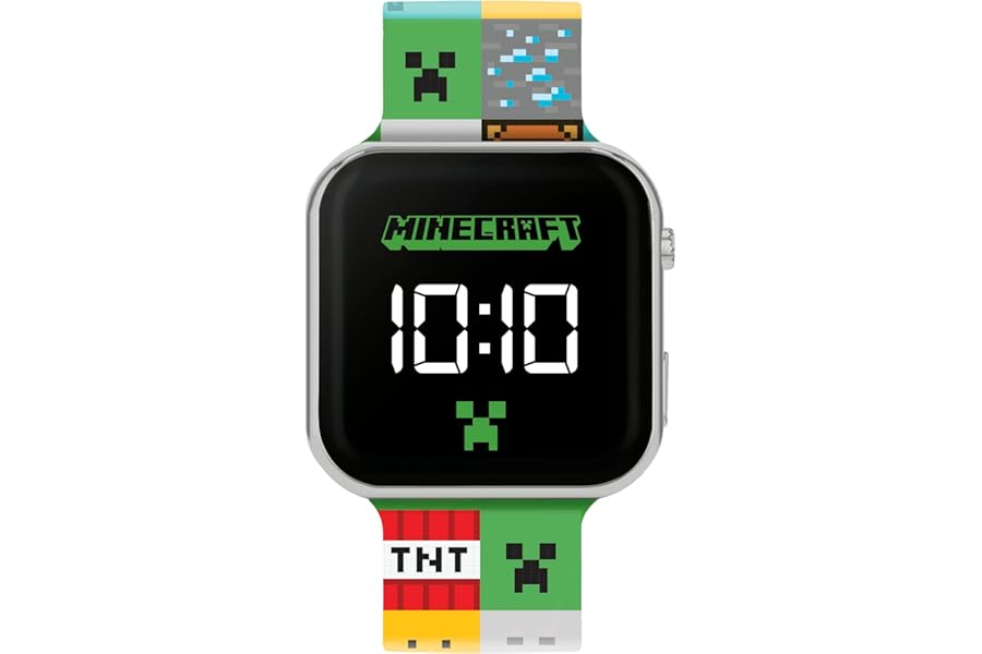 Minecraft Kids LED Digital Colourful Multicolour Silicone Strap Watch MIN4272