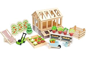 Tender Leaf Toys Gewächshaus (Holzspielzeug, Material Holz, Kinderspielzeug, fördert die Feinmotorik, Bunt) 7508371